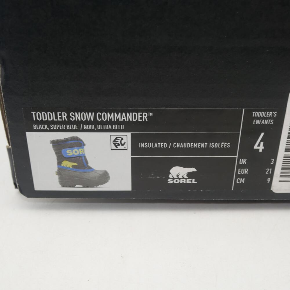 NEW Sorel Snow Commander Winter Boots Black Blue Toddler Baby Little Kids 4 - Picture 10 of 11